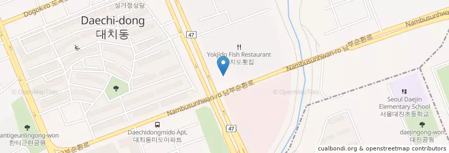 Mapa de ubicacion de SK에너지 대치동주유소 en Республика Корея, Сеул, 강남구, 대치동, 대치2동.