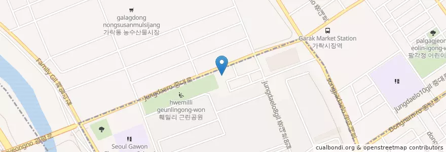 Mapa de ubicacion de 삼표에너지훼미리주유소 en Corée Du Sud, Séoul, 송파구, 가락1동.