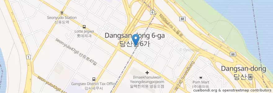 Mapa de ubicacion de 지에스칼텍스기린주유소 en كوريا الجنوبية, سول, 영등포구, 당산2동.