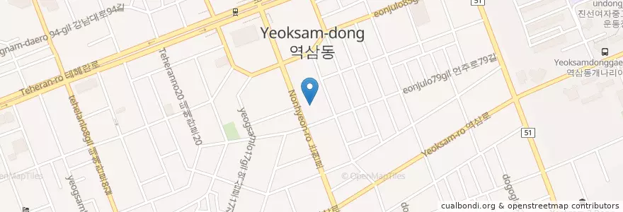 Mapa de ubicacion de 지에스칼텍스역삼주유소 en 대한민국, 서울, 강남구, Yeoksam-Dong, 역삼1동, 역삼2동.