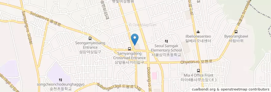 Mapa de ubicacion de 지에스칼텍스북부주유소 en Güney Kore, Seul, 강북구, 송중동.