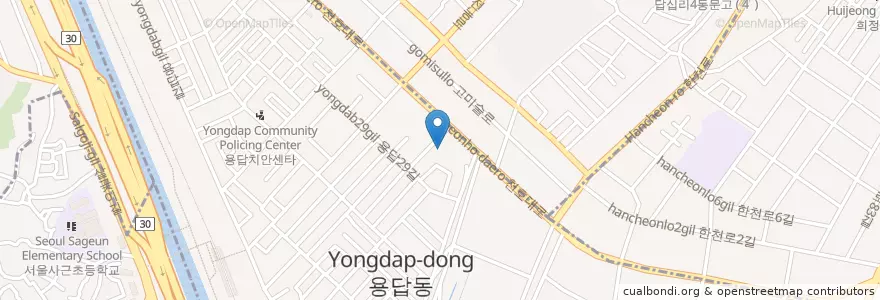 Mapa de ubicacion de 현대오일뱅크동창주유소 en 大韓民国, ソウル, 城東区, 용답동.