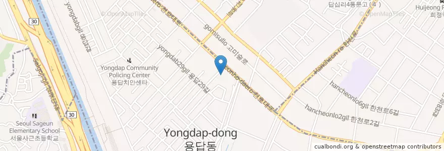 Mapa de ubicacion de Dongchang Gas Station en South Korea, Seoul, Seongdong-Gu, Yongdap-Dong.