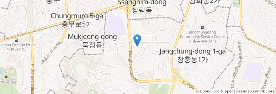 Mapa de ubicacion de SK케이네트웍스통일주유소 en كوريا الجنوبية, سول, 중구, 장충동.