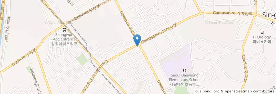 Mapa de ubicacion de (주)백두에너지성락주유소 (Baekdu Energy Seongnak Gas Station) en Korea Selatan, 서울, 영등포구, 신길3동.