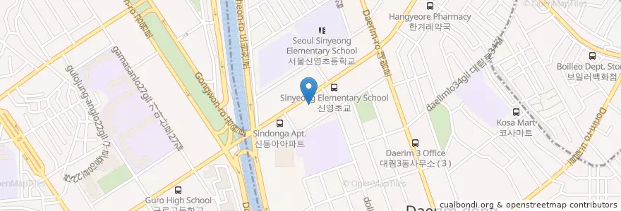 Mapa de ubicacion de 에스케이에너지판매대청주유소 en Corea Del Sud, Seul, 대림3동.