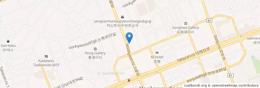 Mapa de ubicacion de 지에스칼텍스지에스타워주유소 en Coreia Do Sul, Seul, 강남구, 역삼동, 역삼1동.