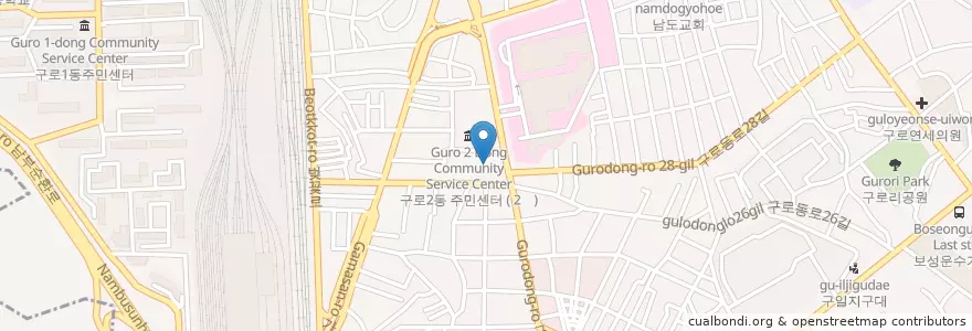 Mapa de ubicacion de 구로주유소 en Südkorea, Seoul, 구로구, 구로2동.