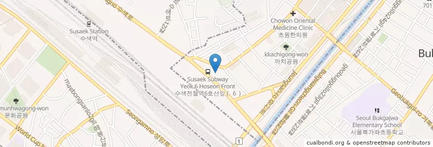 Mapa de ubicacion de Gangwonsaneop Gas Station en South Korea, Seoul, Mapo-Gu, Eunpyeong-Gu, Susaek-Dong.