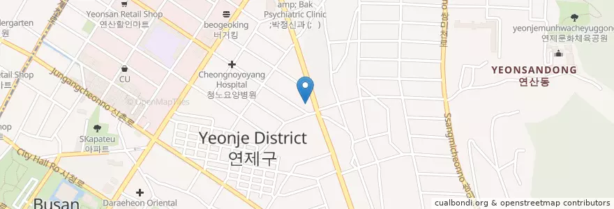 Mapa de ubicacion de 대양주유소 en Südkorea, Busan, Yeonje-Gu, Yeonsan-Dong.