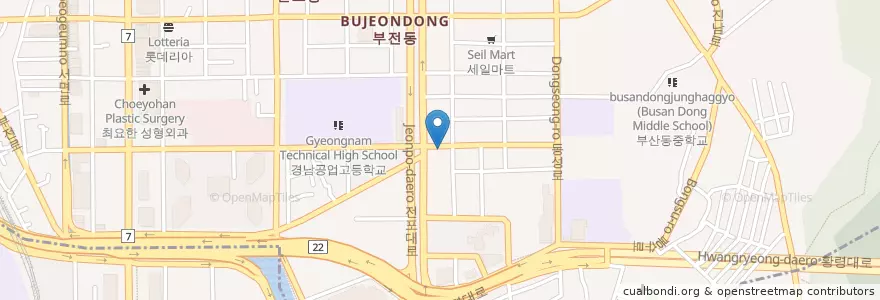 Mapa de ubicacion de KJ Gas Station en South Korea, Busan, Busanjin-Gu, Jeonpo-Dong.