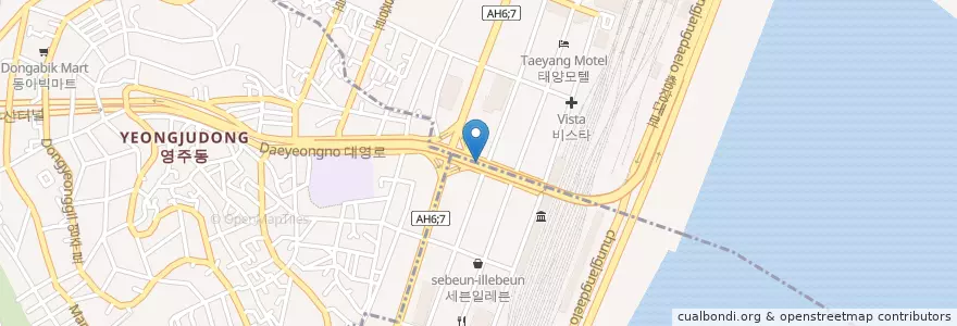 Mapa de ubicacion de 서울주유소 en کره جنوبی, بوسان, 중구, 동구.