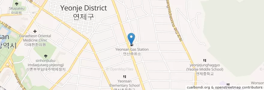 Mapa de ubicacion de Yeonsan Gas Station en South Korea, Busan, Yeonje-Gu, Yeonsan-Dong.