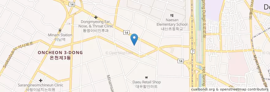 Mapa de ubicacion de 대일주유소 en Coreia Do Sul, Busan, 동래구, 온천동.