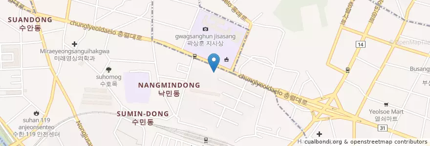 Mapa de ubicacion de 한양주유소 en کره جنوبی, بوسان, 동래구.