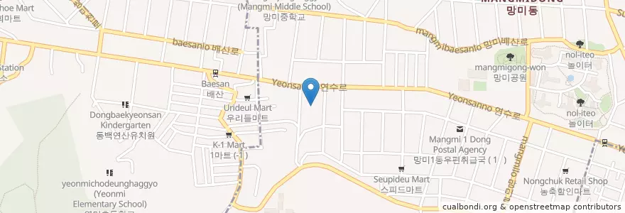 Mapa de ubicacion de 망미주유소 en Korea Selatan, 부산, 수영구, 연제구, 망미동.