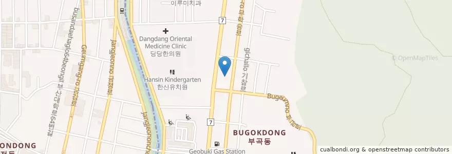 Mapa de ubicacion de 신창주유소 en كوريا الجنوبية, بسان, 금정구, 부곡동.