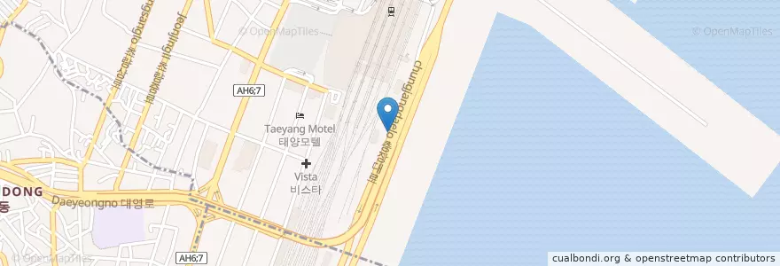 Mapa de ubicacion de 해안주유소 en Республика Корея, Пусан, 동구.