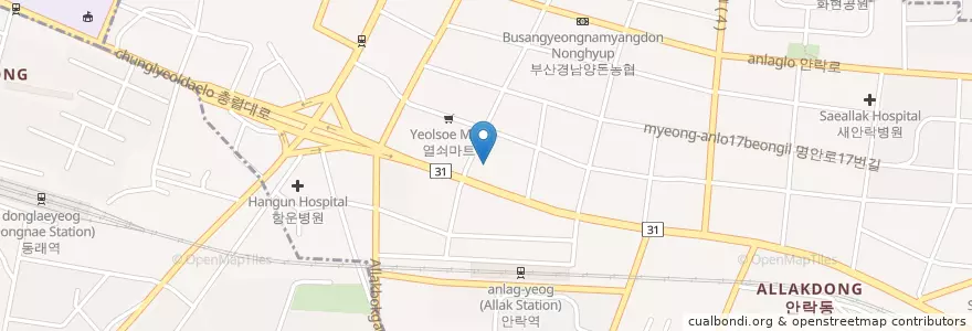 Mapa de ubicacion de 안락대로셀프주유소 en Corea Del Sud, Busan, 동래구, 안락동.