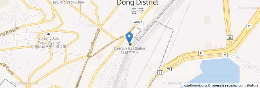 Mapa de ubicacion de Daeryuk Gas Station en South Korea, Busan, Dong-Gu, Choryang-Dong.