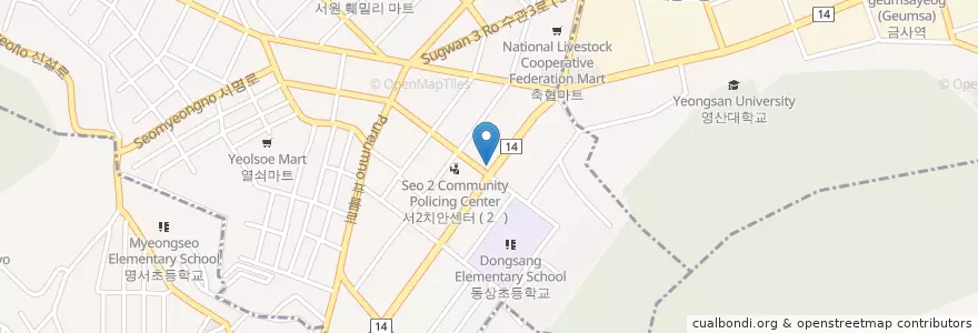 Mapa de ubicacion de 동양주유소 en Korea Selatan, 부산, 서동.