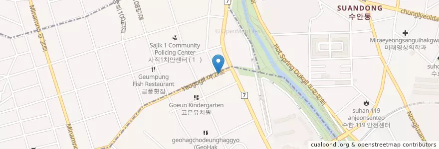Mapa de ubicacion de Taein Gas Station en South Korea, Busan, Dongnae-Gu, Sajik-Dong, Geoje-Dong.