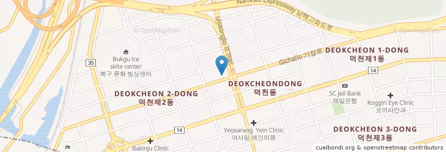 Mapa de ubicacion de 외식 1번가 en Südkorea, Busan, Buk-Gu, Deokcheon-Dong.