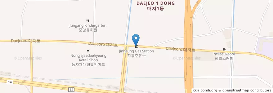 Mapa de ubicacion de 진흥주유소 en 대한민국, 부산, 강서구, 대저동.