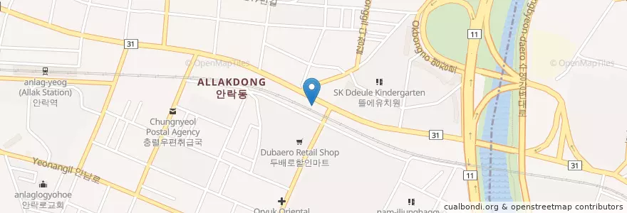 Mapa de ubicacion de 충렬주유소 en 대한민국, 부산, 동래구, 안락동.