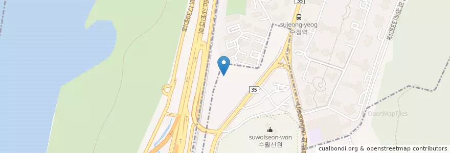 Mapa de ubicacion de 타워주유소 en Zuid-Korea, Busan, 북구, 덕천동, 화명동.