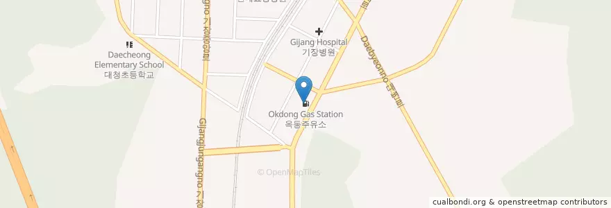 Mapa de ubicacion de 옥동주유소 en 대한민국, 부산, 기장군, 기장읍.