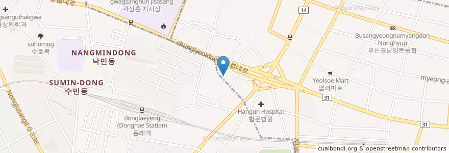 Mapa de ubicacion de 대동주유소 en 대한민국, 부산, 동래구.