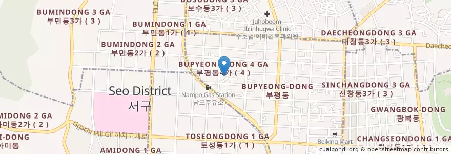 Mapa de ubicacion de 남포주유소 en Güney Kore, Busan, 중구, 부평동.