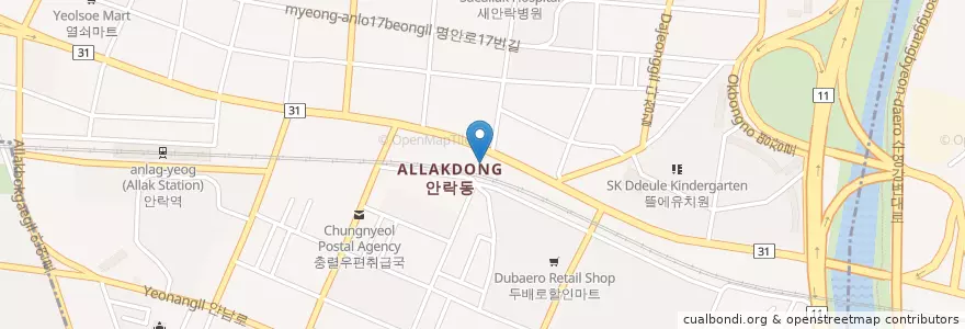 Mapa de ubicacion de 대영주유소 en کره جنوبی, بوسان, 동래구, 안락동.