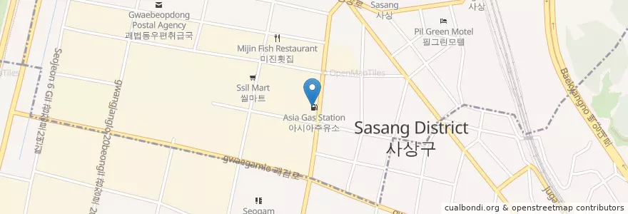 Mapa de ubicacion de 아시아주유소 en Corée Du Sud, Busan, 사상구, 감전동.