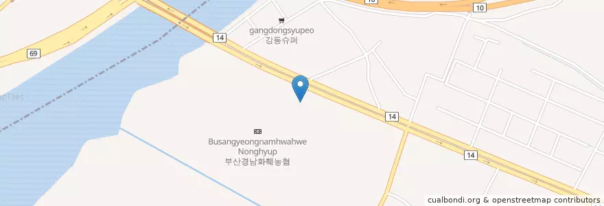 Mapa de ubicacion de 새부산주유소 en كوريا الجنوبية, بسان, 강서구, 강동동.