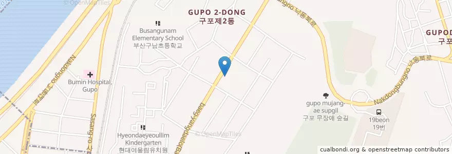 Mapa de ubicacion de 백양로주유소 en Güney Kore, Busan, 북구, 구포동.