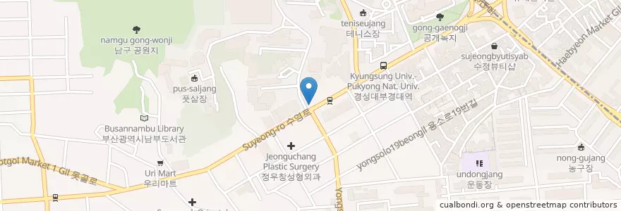 Mapa de ubicacion de 박물관주유소 en 대한민국, 부산, 남구, 대연동.