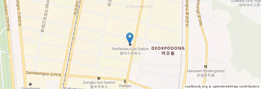 Mapa de ubicacion de 플러스주유소 en 대한민국, 부산, 사상구, 덕포동.