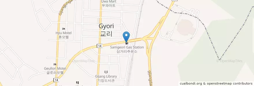 Mapa de ubicacion de 삼거리주유소 en Республика Корея, Пусан, 기장군, 기장읍.