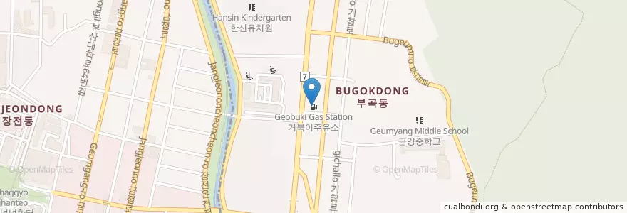 Mapa de ubicacion de 거북이주유소 en 대한민국, 부산, 금정구, 부곡동.