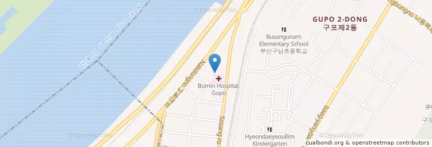 Mapa de ubicacion de 낙동강주유소 en 대한민국, 부산, 북구, 구포동.