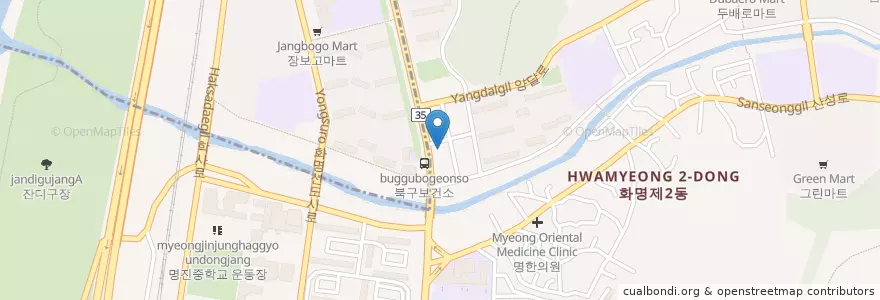 Mapa de ubicacion de 두꺼비주유소 en كوريا الجنوبية, بسان, 북구.
