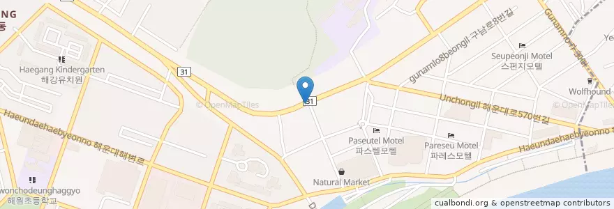 Mapa de ubicacion de 조은하루주유소 en Zuid-Korea, Busan, 해운대구, 우동.
