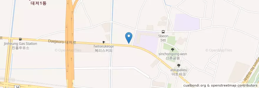 Mapa de ubicacion de 동은개발명품주유소 en 大韓民国, 釜山, 江西区, 大渚洞.