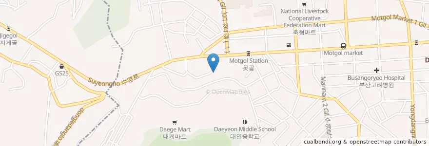 Mapa de ubicacion de SK네트웍스유정주유소 en 大韓民国, 釜山, 南区, 大淵洞.