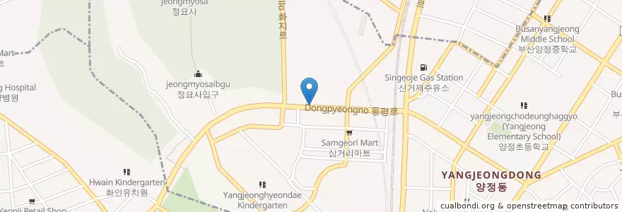 Mapa de ubicacion de 광신석유직영양정주유소 en Республика Корея, Пусан, 부산진구, 양정동.