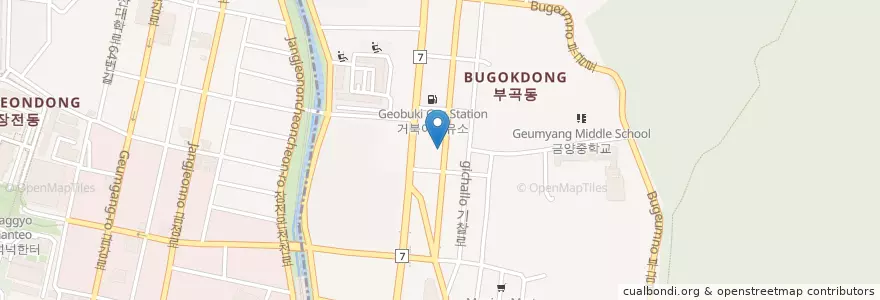 Mapa de ubicacion de 현대오일뱅크금정현대주유소 en 대한민국, 부산, 금정구, 부곡동.