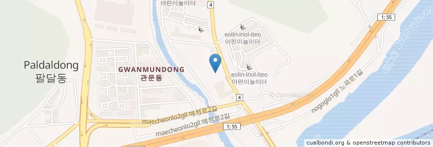 Mapa de ubicacion de 오일월드 주유소 en Corea Del Sud, Daegu, 북구, 관문동.