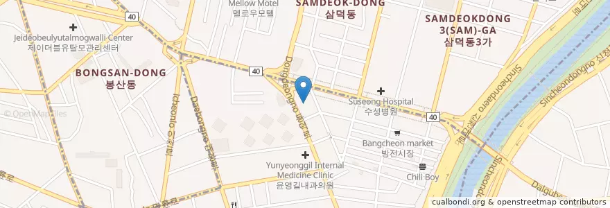 Mapa de ubicacion de 조양주유소 en Республика Корея, Тэгу, 중구, 대봉동.